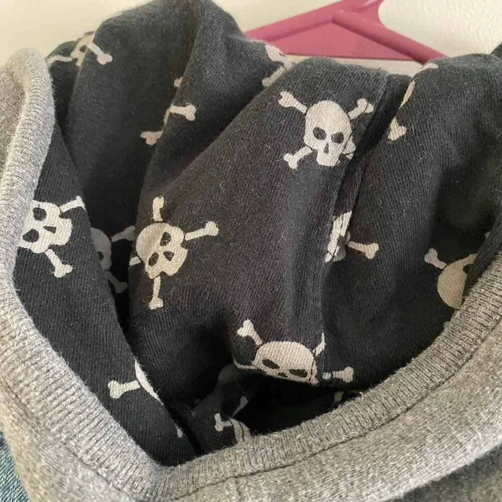 Gap Kids Denim Jean‎ Jacket with Hood Skulls XL 2010